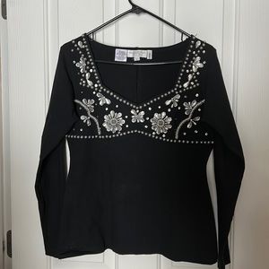 lew magram Black beaded Long sleeve shirt